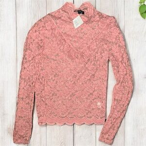 Women’s Ambiance Floral Lace Long Sleeve Mauve Top Sz. Medium NWT